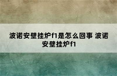 波诺安壁挂炉f1是怎么回事 波诺安壁挂炉f1